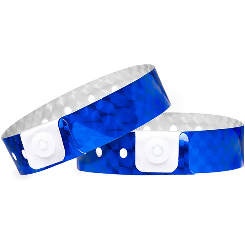 OUCHAN Holographic Plastic Party Wristbands Blue - 500 Pack Vinyl Wristbands for Events Club Music Meeting - Image 1